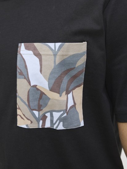  Jack & Jones Tavira Aop Pocket Crew Neck T-Shirt Black - Herren-T-shirts - Herren-T-Shirts in großen Größen