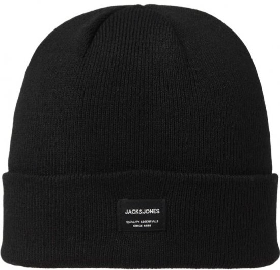 Stylische schwarze Strickmütze von Jack & Jones erhältlich bei Motley Denim. Aus weichem, strapazierfähigem Material, das Komfor