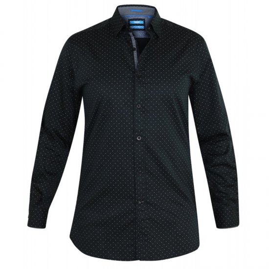 D555 Jahine Long Sleeve Printed Shirt Black - Herrenhemden - Herrenhemden in großen Größen