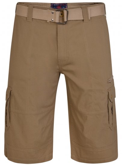 Kam Jeans 343 Cargo Stretch Shorts with Belt Sand - Herrenshorts - Herrenshorts in großen Größen
