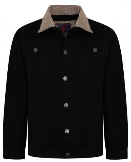 Kam Jeans 406 Sherpa Lined Denim Jacket Black - Herren jacken - Herren Jacken in großen Größen