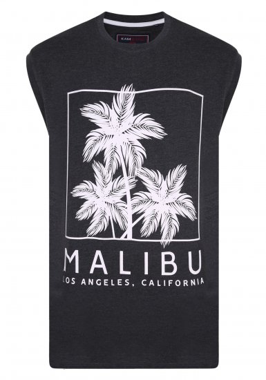 Kam Jeans Malibu Sleeveless Charcoal - Herren-T-shirts - Herren-T-Shirts in großen Größen