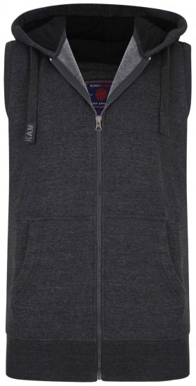 Kam Jeans Sleeveless Zip Thru Hoody Charcoal - Herren-sweater und -hoodies - Herren-Sweater und -Hoodies in großen Größen