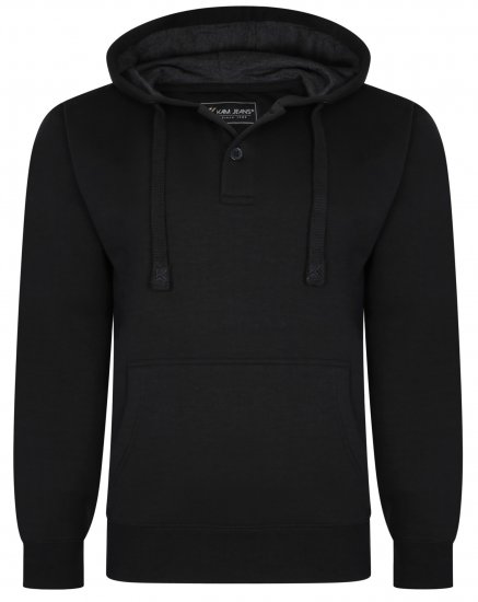 Kam Jeans 508B 1/4 Button Hoodie Black - Herren-sweater und -hoodies - Herren-Sweater und -Hoodies in großen Größen