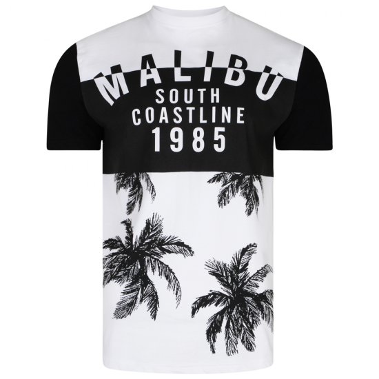 Kam Jeans 5228 Malibu T-shirt Black/White - Herren-T-shirts - Herren-T-Shirts in großen Größen