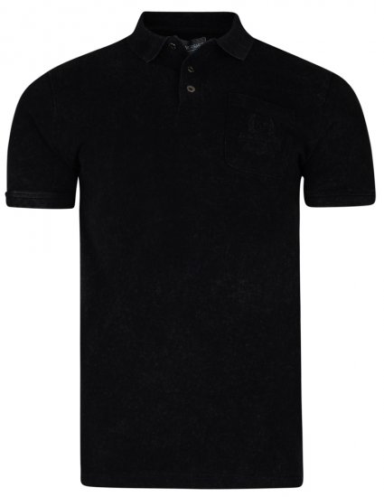 Kam Jeans 5232 Acid Wash Polo Black - Polo-shirts für herren - Polo-Shirts für Herren in großen Größen