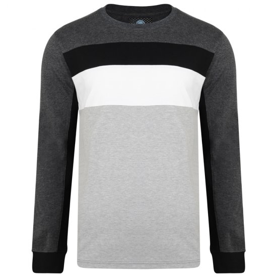 Kam Jeans 5240 Cut and Sew Long Sleeve T-shirt Grey - Herren-T-shirts - Herren-T-Shirts in großen Größen