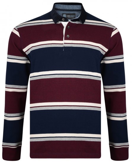 Kam Jeans 5242 Long Sleeve Polo Burgundy - Polo-shirts für herren - Polo-Shirts für Herren in großen Größen