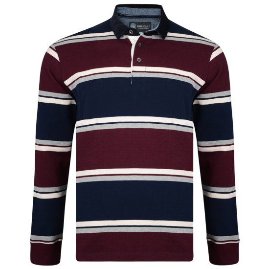Kam Jeans 5242 Long Sleeve Polo Burgundy - Polo-shirts für herren - Polo-Shirts für Herren in großen Größen