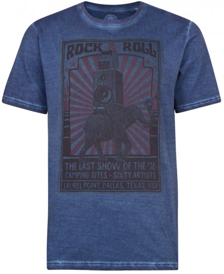 Kam Jeans 5282 Slub Wash T-shirt Navy - Herren-T-shirts - Herren-T-Shirts in großen Größen