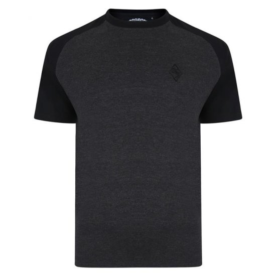 Kam Jeans 5314 Raglan T-Shirt Charcoal/Insignia Twin Pack - Herren-T-shirts - Herren-T-Shirts in großen Größen