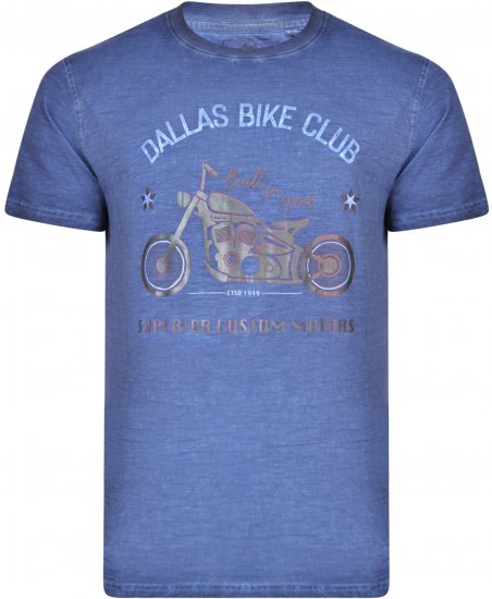Kam Jeans 5316 Dallas Bike Club T-shirt Indigo Blue - Herren-T-shirts - Herren-T-Shirts in großen Größen