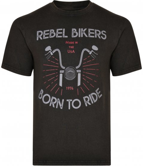 Kam Jeans 5319 Rebel Bikers T-shirt Black - Herren-T-shirts - Herren-T-Shirts in großen Größen