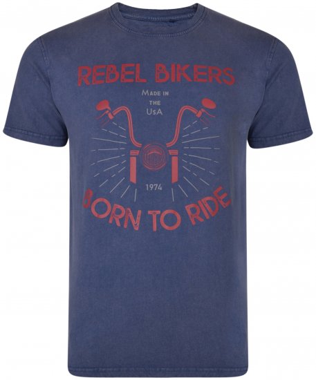 Kam Jeans 5319 Rebel Bikers T-shirt Indigo Blue - Herren-T-shirts - Herren-T-Shirts in großen Größen