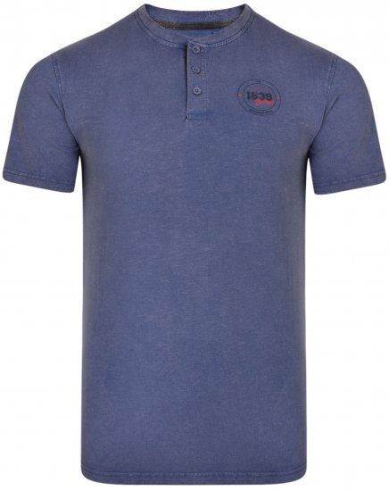 Kam Jeans 5320 Buttoned T-shirts Indigo Blue - Herren-T-shirts - Herren-T-Shirts in großen Größen