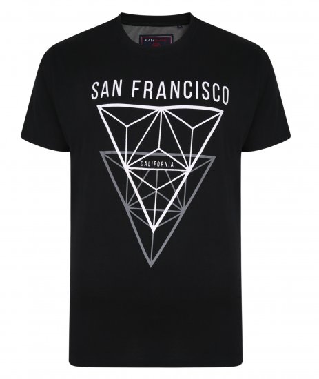Kam Jeans 5334 San Fransisco Tee Black - Herren-T-shirts - Herren-T-Shirts in großen Größen