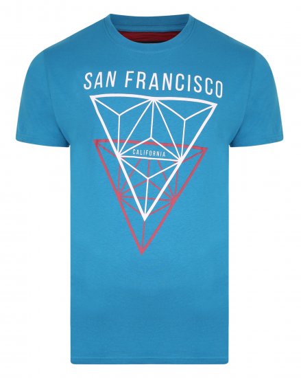 Kam Jeans 5334 San Fransisco Tee Blue - Herren-T-shirts - Herren-T-Shirts in großen Größen