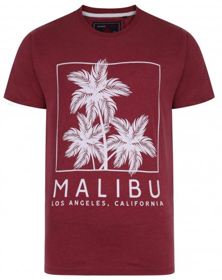 Kam Jeans 5336 Malibu T-Shirt Burgundy - Herren-T-shirts - Herren-T-Shirts in großen Größen