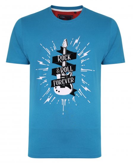 Kam Jeans 5337 Rock & Roll Tee Blue - Herren-T-shirts - Herren-T-Shirts in großen Größen