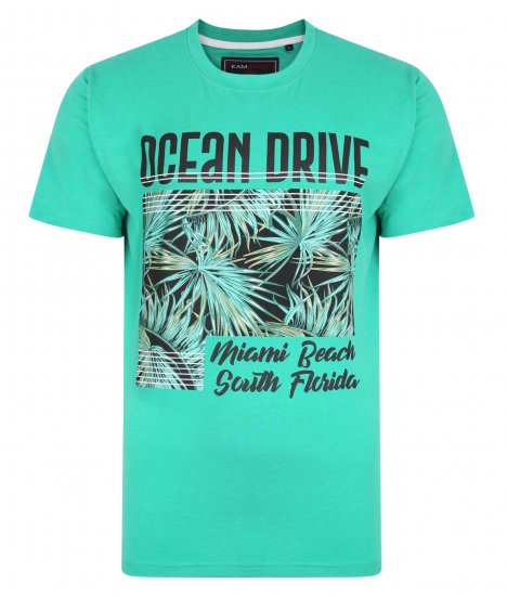Kam Jeans Ocean Drive Crew Neck Tee Emerald - Herren-T-shirts - Herren-T-Shirts in großen Größen