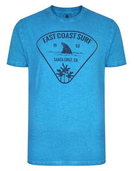 Kam Jeans East Coast Crew Neck Tee Turk Blue - Herren-T-shirts - Herren-T-Shirts in großen Größen