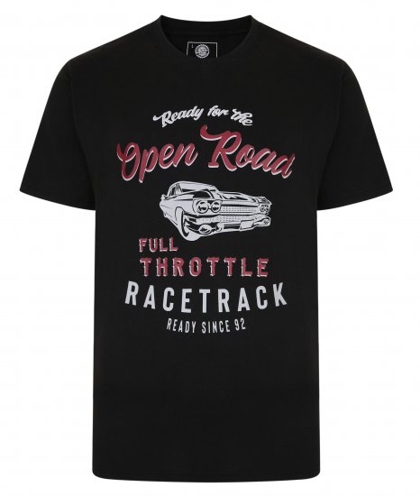 Kam Jeans 5342 Open Road Tee Black - Herren-T-shirts - Herren-T-Shirts in großen Größen