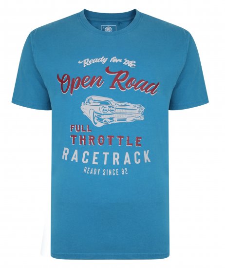 Kam Jeans 5342 Open Road Tee Blue - Herren-T-shirts - Herren-T-Shirts in großen Größen