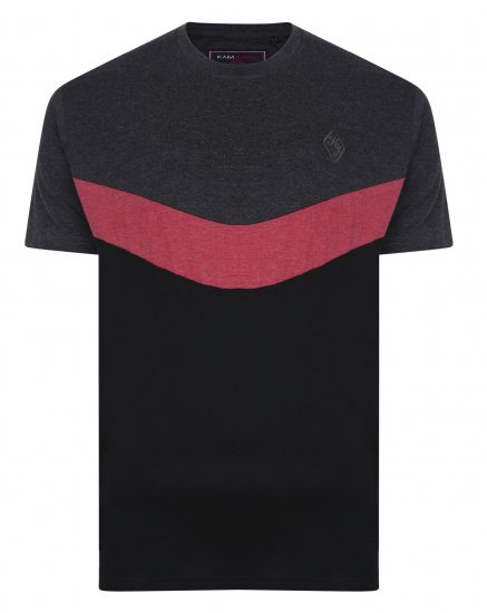 Kam Jeans Contrast Colours Crew Neck Tee Charcoal - Herren-T-shirts - Herren-T-Shirts in großen Größen