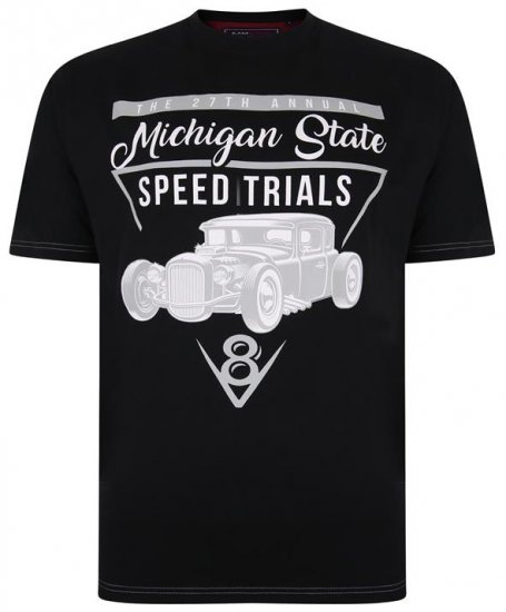 Kam Jeans 5352 Michigan State T-shirt Black - Herren-T-shirts - Herren-T-Shirts in großen Größen