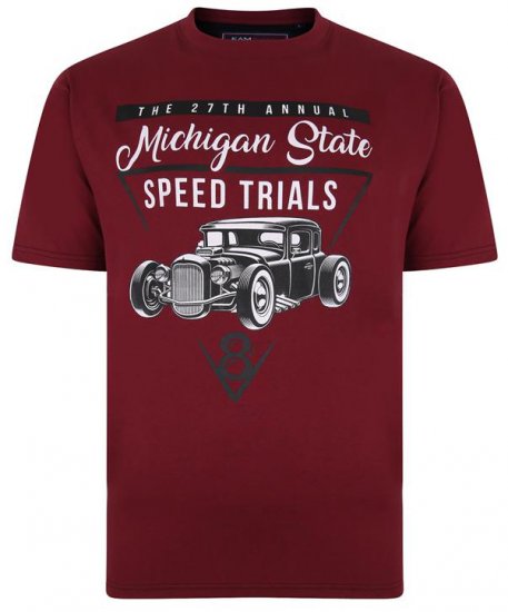 Kam Jeans 5352 Michigan State T-shirt Burgundy - Herren-T-shirts - Herren-T-Shirts in großen Größen
