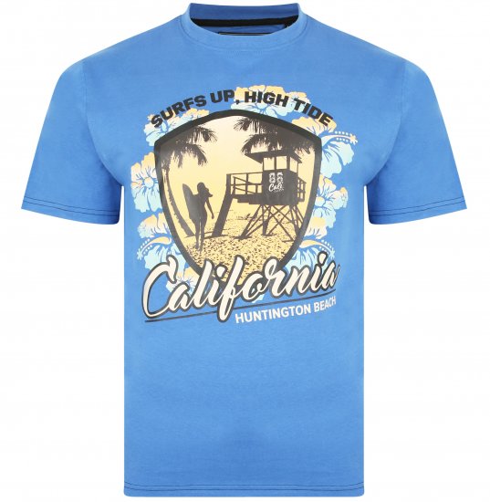 Kam Jeans 5368 California Print T-shirt Blue - Herren-T-shirts - Herren-T-Shirts in großen Größen