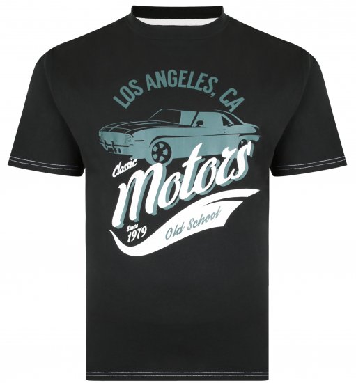 Kam Jeans 5369 Motors Print T-shirt Black - Herren-T-shirts - Herren-T-Shirts in großen Größen