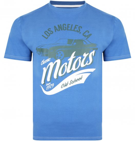 Kam Jeans 5369 Motors Print T-shirt Blue - Herren-T-shirts - Herren-T-Shirts in großen Größen