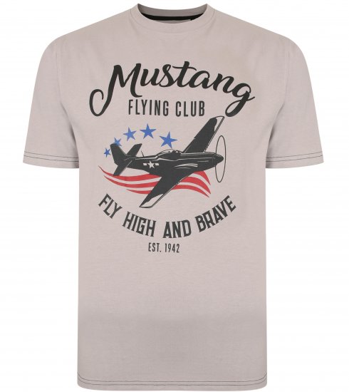 Kam Jeans Mustang Flying Club T-shirt Ash - Herren-T-Shirts in großen Größen - Herren-T-Shirts in großen Größen