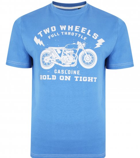 Kam Jeans 5371 Motorbike Print T-shirt Blue - Herren-T-shirts - Herren-T-Shirts in großen Größen
