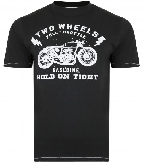 Kam Jeans 5371 Motorbike Print T-shirt Black - Herren-T-shirts - Herren-T-Shirts in großen Größen