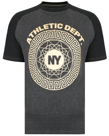 Kam Jeans 5378 NY Raglan Tee Charcoal - Herren-T-shirts - Herren-T-Shirts in großen Größen