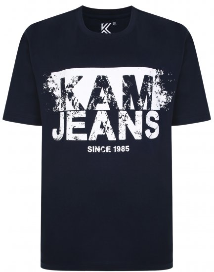 Kam Jeans 5384 Kam Logo Printed Tee Navy - Herren-T-Shirts in großen Größen - Herren-T-Shirts in großen Größen