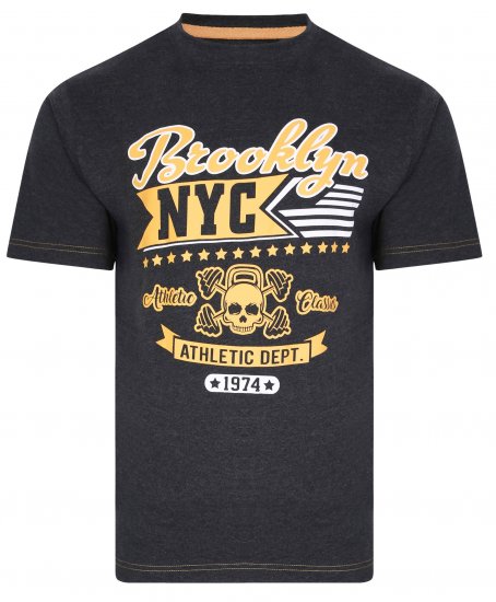Kam Jeans 5389 Brooklyn NYC T-Shirt Charcoal - Herren-T-shirts - Herren-T-Shirts in großen Größen