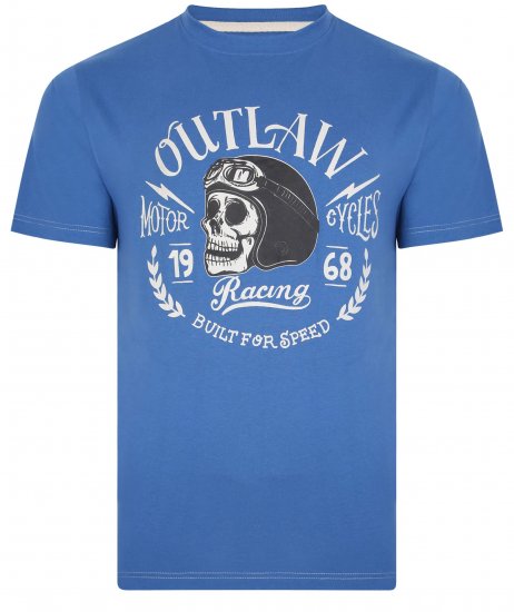 Kam Jeans 5391 Outlaws Skull Print T-Shirt Blue - Herren-T-shirts - Herren-T-Shirts in großen Größen