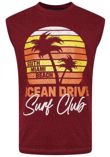 Kam Jeans 5398 Miami Beach Sleeveless Tee Burgundy - Herren-T-Shirts in großen Größen - Herren-T-Shirts in großen Größen