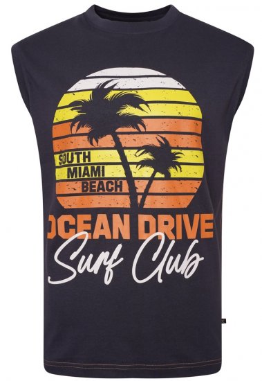 Kam Jeans 5398 Miami Beach Sleeveless Tee Indigo - Herren-T-shirts - Herren-T-Shirts in großen Größen