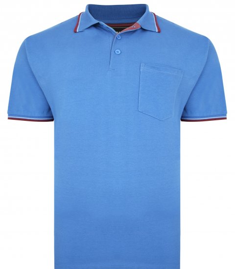 Kam Jeans 5400C Tipped Polo with Pocket Blue - Polo-shirts für herren - Polo-Shirts für Herren in großen Größen