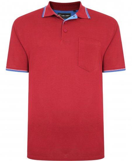 Kam Jeans 5400C Tipped Polo with Pocket Burgundy - Polo-shirts für herren - Polo-Shirts für Herren in großen Größen