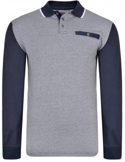 Kam Jeans 5425 Long Sleeve Polo Navy - Polo-shirts für herren - Polo-Shirts für Herren in großen Größen