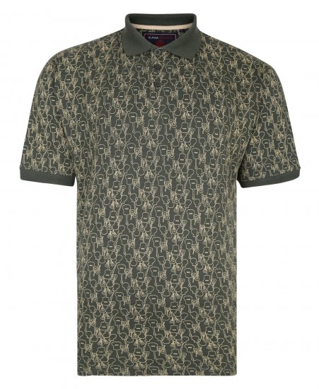 Kam Jeans Guitar Print Polo Olive - Polo-shirts für herren - Polo-Shirts für Herren in großen Größen