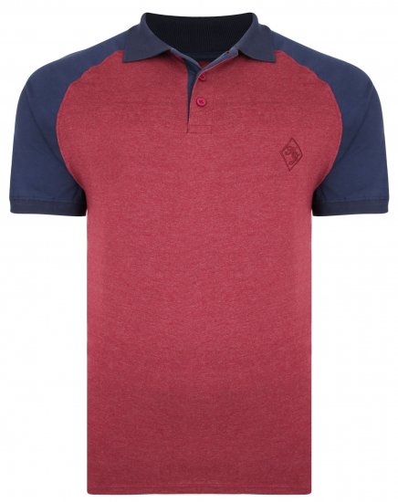 Kam Jeans 5446 Raglan Marl Jersey Polo Burgundy - Polo-shirts für herren - Polo-Shirts für Herren in großen Größen