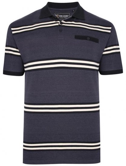 Kam Jeans 5452 Yarn Dye Srtipe Polo Charcoal - Polo-shirts für herren - Polo-Shirts für Herren in großen Größen