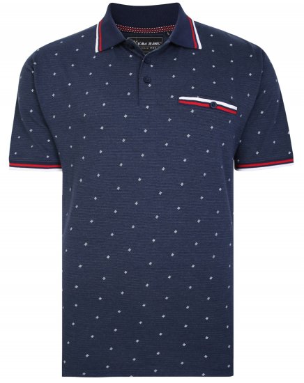 Kam Jeans 5456 Drop Needle Jersey Polo with Dobby Print - Polo-shirts für herren - Polo-Shirts für Herren in großen Größen