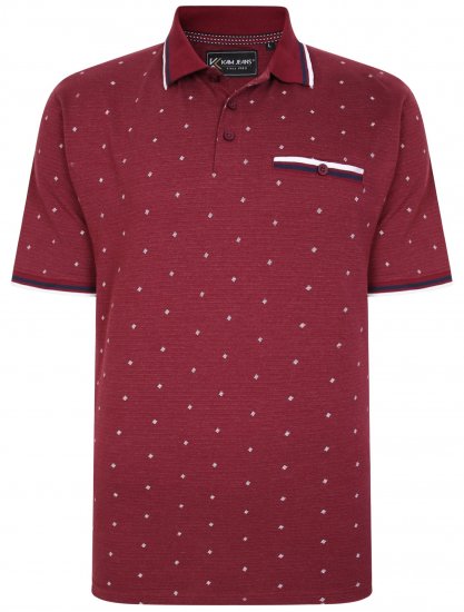 Kam Jeans 5456 Drop Needle Jersey Polo with Dobby Print Burgundy - Polo-shirts für herren - Polo-Shirts für Herren in großen Größen